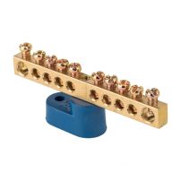 Шина "0" N (6х9мм) 10 отверстий латунь угловой изолятор EKF PROxima