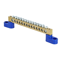 Шина "0" N (6х9мм) 14 отверстий латунь 2 угловых изолятора EKF PROxima