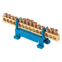 Шина "0" N (6х9мм) 14 отверстий латунь изолятор тип "Стойка" на DIN-рейку EKF PROxima