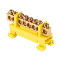 Шина "0" PE (6х9мм) 8 отверстий латунь изолятор тип "Стойка" на DIN-рейку EKF PROxima