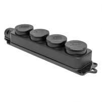 Розетка (колодка) четырехместная, с защитными крышками, каучуковая 230В 2P+PE 16A IP44 EKF