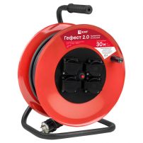 Удлинитель на катушке "Гефест 2.0" 4 гнезда 30м с заземлением и предохранителем КГ 3*2,5 16А/3,5кВт IP44 EKF PROxima