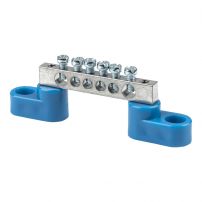 Шина "0" N (6x9мм) 6 отверстий, цинк, 2 синих угловых изолятора EKF