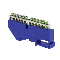 Шина "0" N (6x9мм) 14 отв. никель синий изолятор на DIN-рейку EKF PROxima