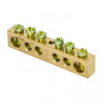 Шина PEN "ноль-земля" (6х9мм) 6 отверстий латунь крепеж по центру EKF PROxima