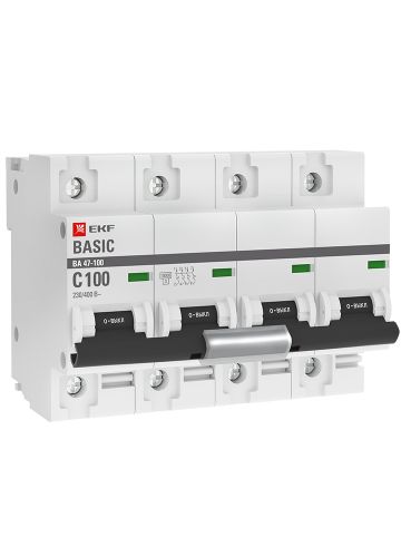 Автоматический выключатель 4P 100А (C) 10kA ВА 47-100 EKF Basic