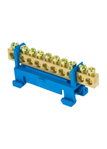 Шина "0" N (6х9мм) 10 отверстий латунь изолятор тип "Стойка" на DIN-рейку EKF PROxima