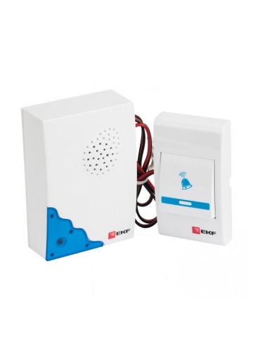 Звонок проводной на батарейках (бел.-голуб. 36 мелод. шнур 1.2м. с индик. 2х1,5В АА) EKF Basic