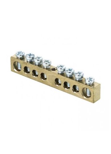 Шина PEN "ноль-земля" (6х9мм) 8 отверстий латунь крепеж по центру розничный стикер EKF PROxima