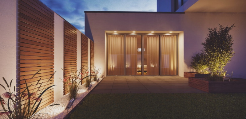 Освещение дома прожекторами